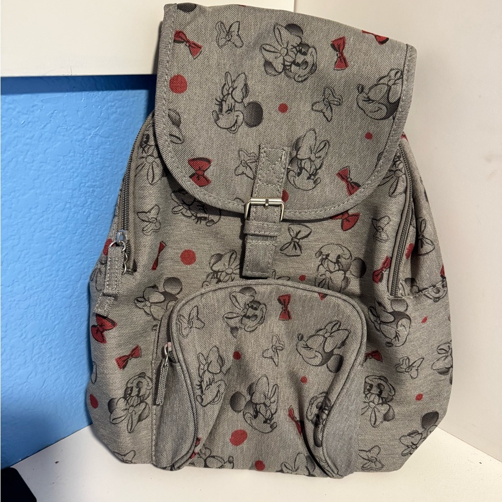 Disney Gray and Red Minnie Mouse Backpack